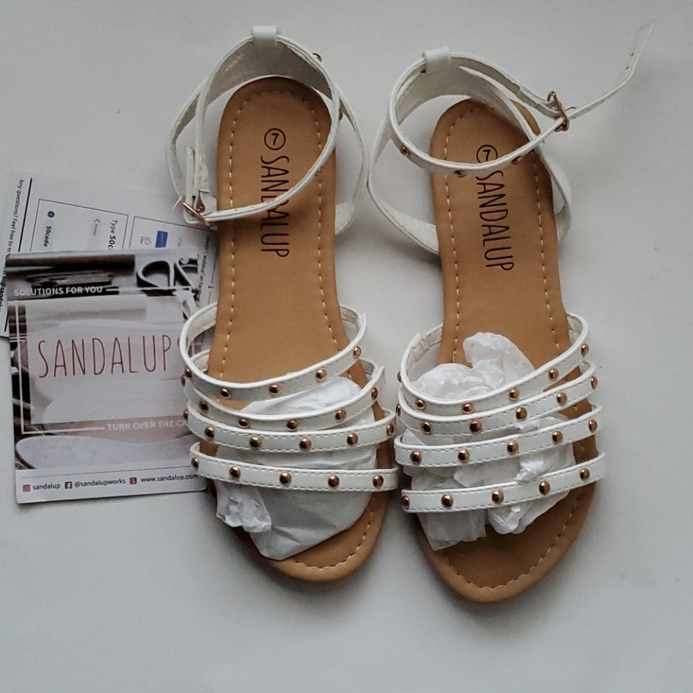 ◽️SANDALUP White Strappy Sandals sz 7